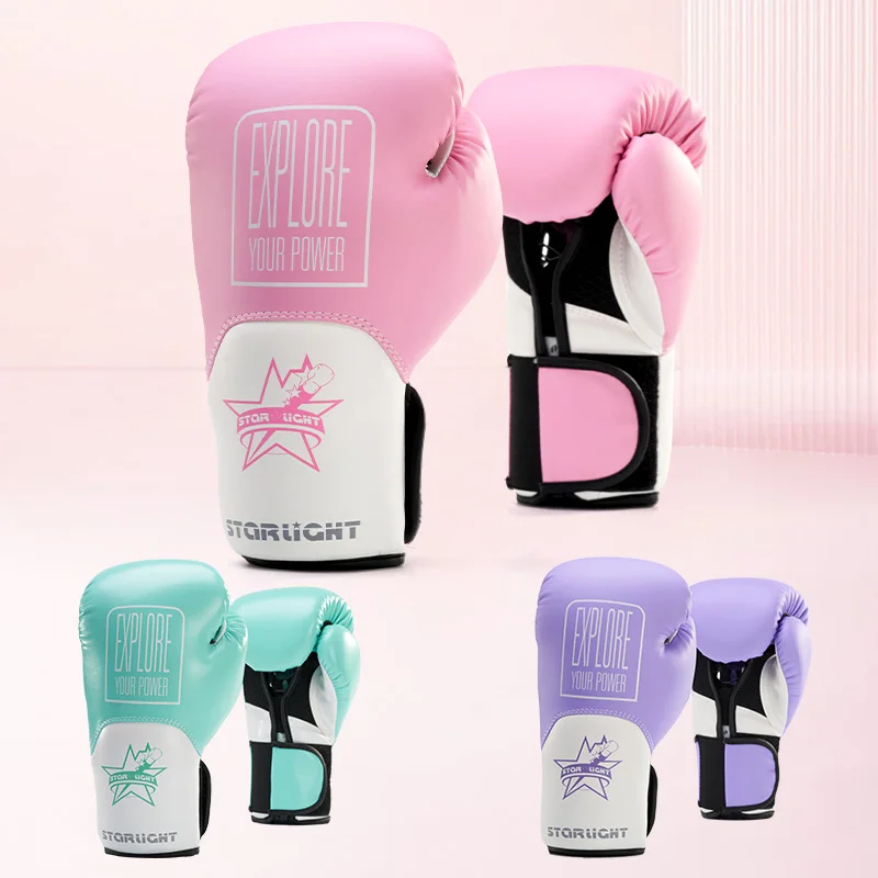 12oz 14oz Pink Purple PU Leather Custom Logo Boxing Gloves For womens mens