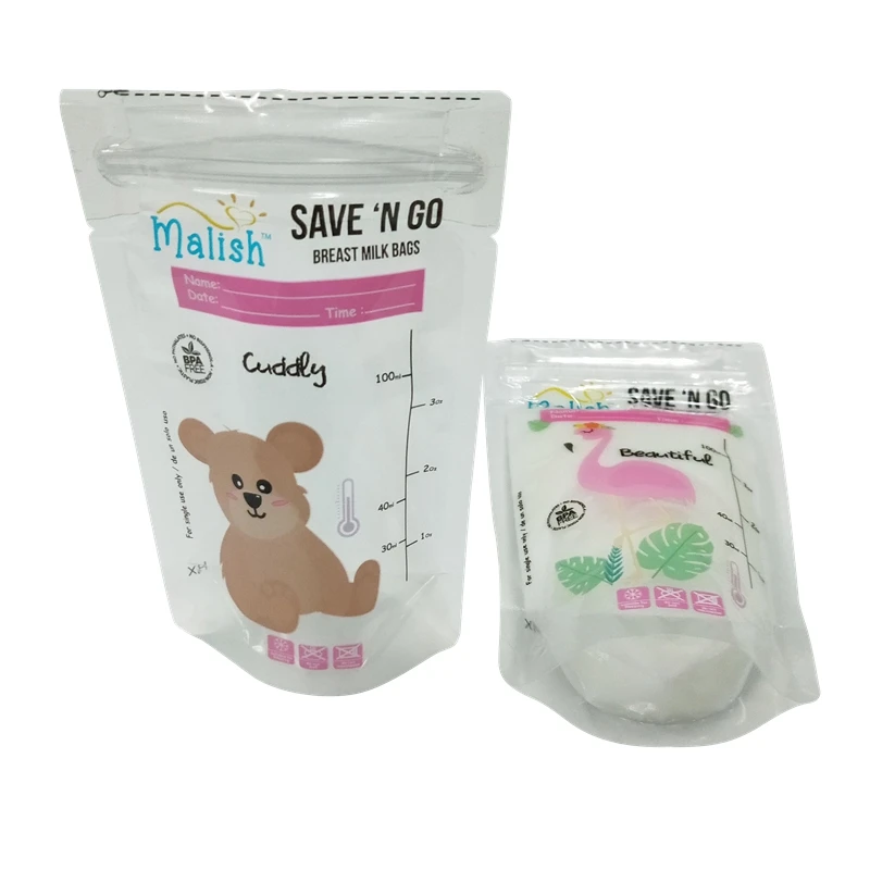 
New arrival resealable leak proof breast milk storage packaging bags with double zipper for milk 