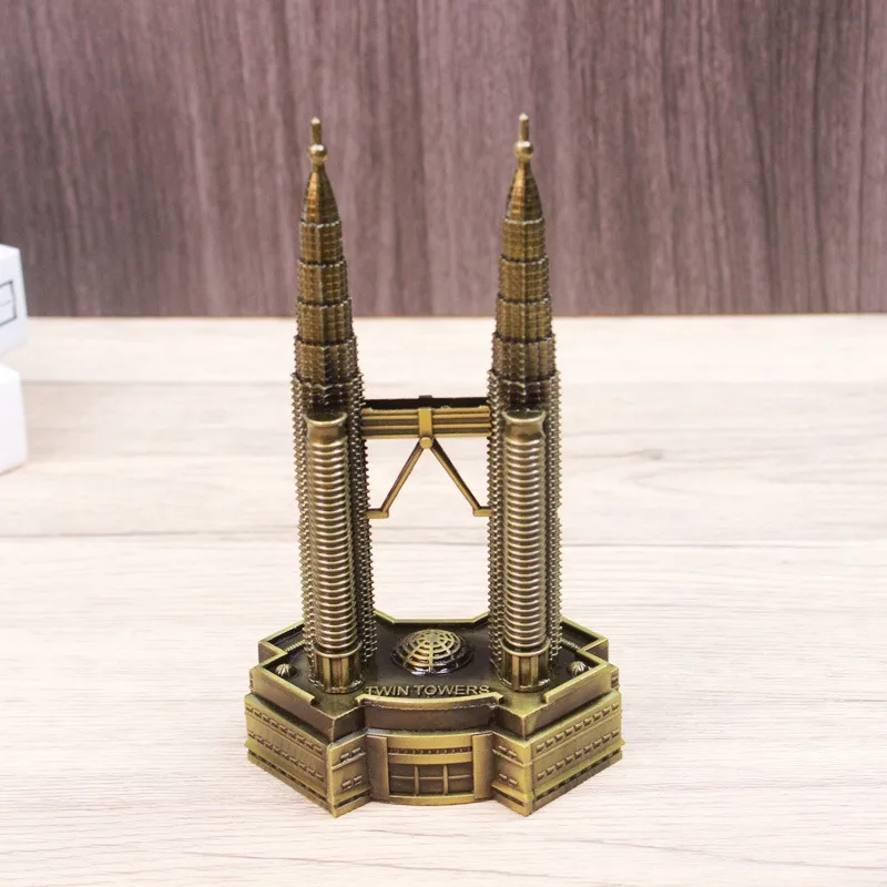 Malaysia Kuala Lumpur Twin Towers metal architectural model decoration Creative scenic crafts tourism souvenirs graduation gift