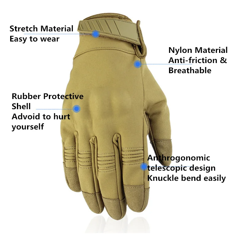 New camouflage anti-friction waterproof riding training racing  nylon rubber touch screen sport hunting gloves