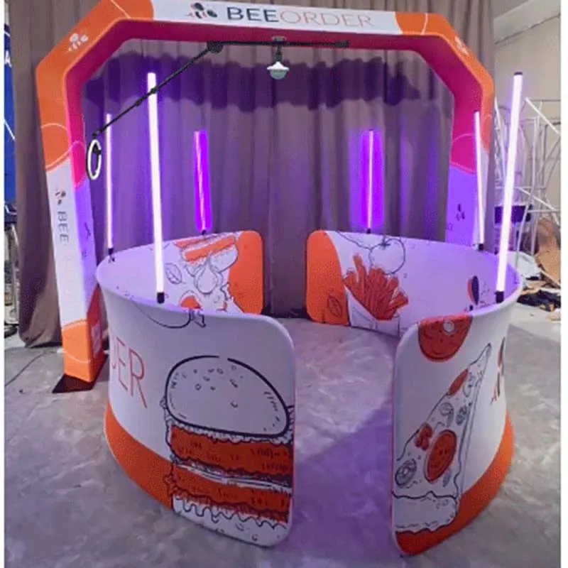 Overhead 360 Camera Photo Booth With Led Screen Rgb 360 Degree Led Lighting Sky Top Spinner Video Camera Portable