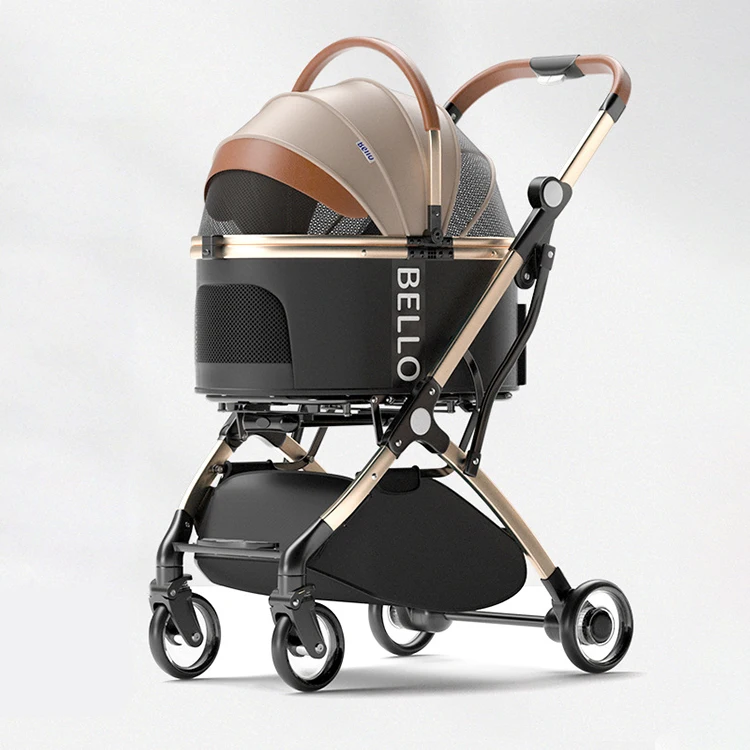 2024 Pet Stroller Cat Dog Stroller With Storage Basket Foldable Lightweight Dog Carrier