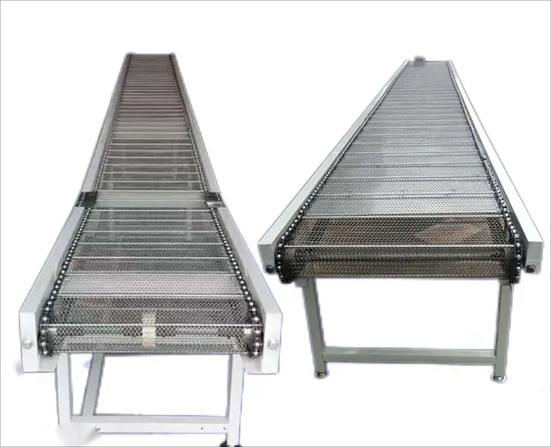 Belt Conveyor For Draining And Cleaning Equipment Of Stainless Steel Chain-type Mesh Belt Conveyor