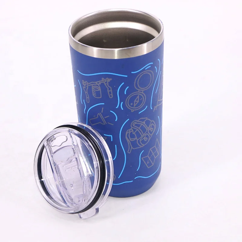 Wide mouth insulated custom logo heat transfer sublimation resuable tumbler vacuum stainless steel travel mug with lid