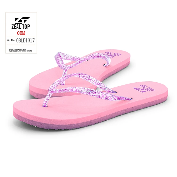 flip flops slipper comfortable leisure custom Rainbow simple solid color glitter slipper flip flop women summer sandals