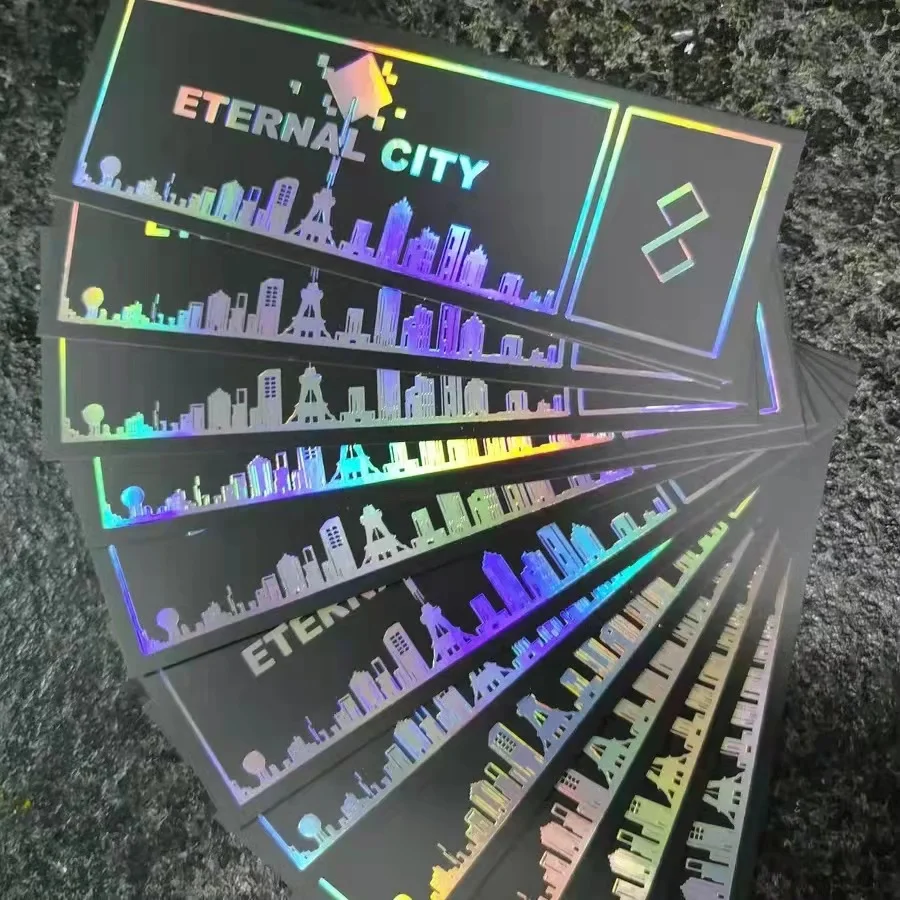 Foil printing Stamping silver and gold color Laser holographic photocard  customize holograpic photocard and postcard with Red