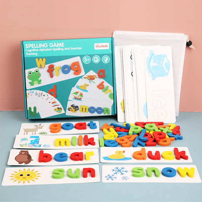 Cross Border Hot Selling Word Spelling Puzzle Game English Alphabet Number Understanding Kindergarten Preschool Education Toys