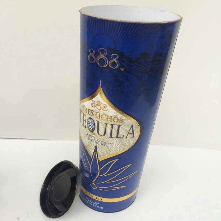 Custom Whiskey Packaging Paper Cardboard Tube For Glass Bottle Brown Paper Craft Tube For Beverage Packaging