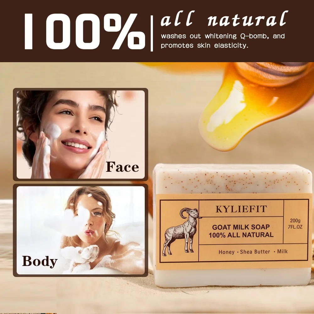 Wholesale Goat Milk Honey Shea Butter Soap Base Organic Lightening Face Body Toilet Bath Natural Soap For Clear Woman