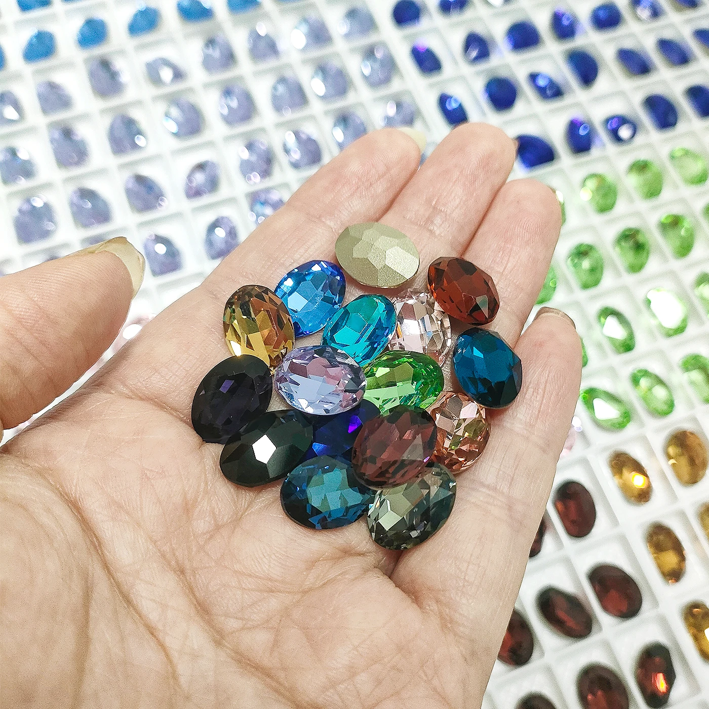 Oval  Point Back 4120 K9 Glass High Quality Rhinestone Bling Bling Bulk Rhinestone Wholesale For Ring Jewelry Accessories