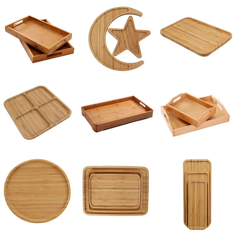 Newest Non-Toxic Bamboo Divided Serving Bowl 6-Compartments Dry Fruit Plates