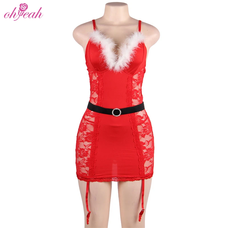 Wholesale Fur Trim Women Santa Hat Ladies Sexy Christmas Costume Lingerie