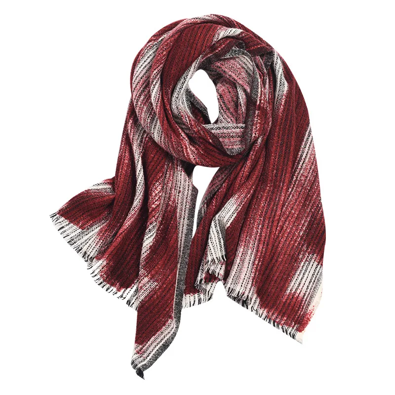 Кольцевая пряжа с ручной росписью, стереоскопический утолщенный шарф в стиле ретро из шерсти внутренней монгольской овечьей шерсти, Осень-зима, шарф для путешествий, шаль