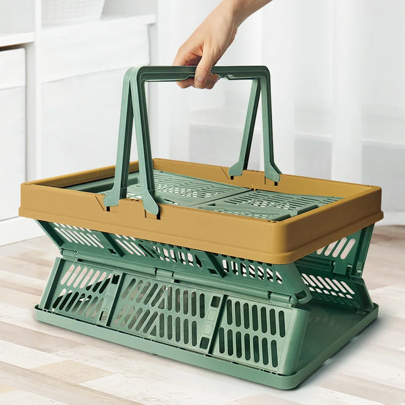 Folding Vegetable Fruit Basket Cheap Wholesale Plastic Collapsible Picnic Basket Mini Shopping Basket