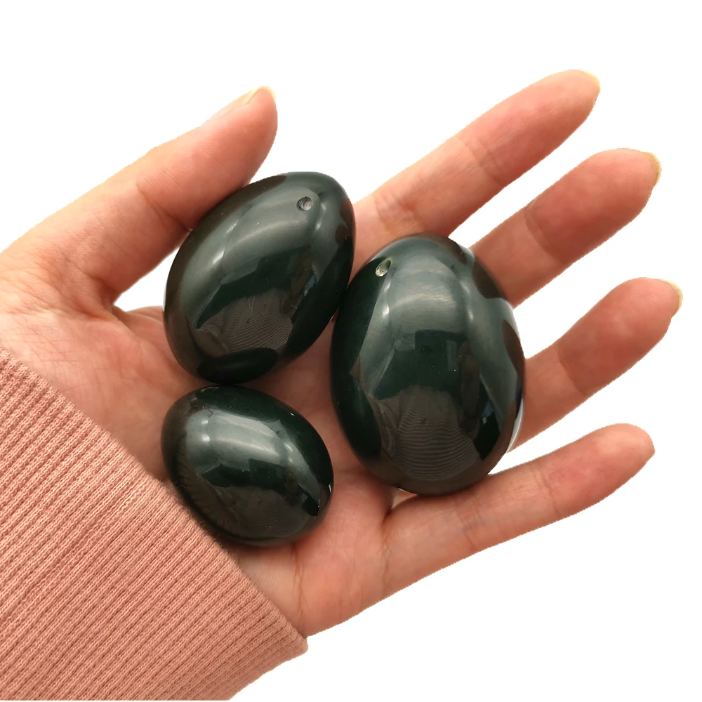 Natural Jade Nephrite Dark Green Yoni Eggs Crystal Vaginal Eggs Kegel Exercise Massage Yoni Egg For Women Vaginal Exercise