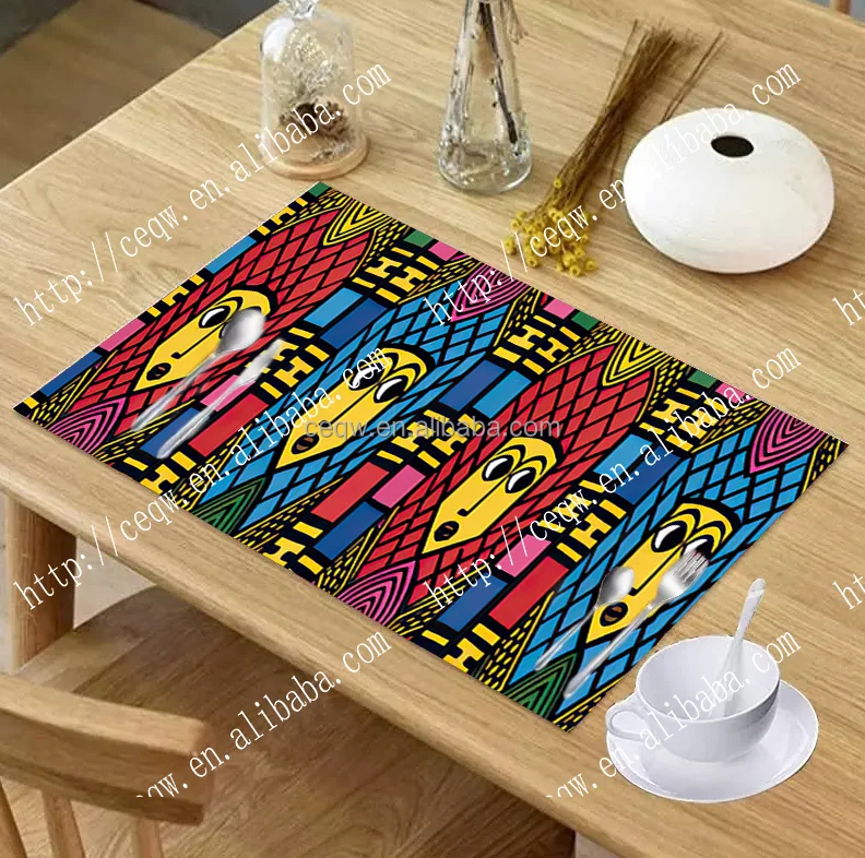 Custom Ethiopia Placemat customized wholesales 3D printed placemat and table mat anti slip mat for habesha decor