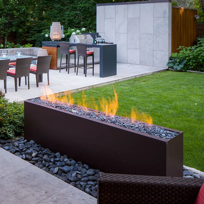 outdoor metal natural gas fire pit patio flame propane heater fire place rusty corten steel decorative firepit