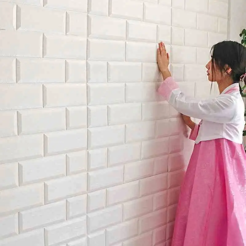 wallpaper foam plastic brick sheets,cenefas adhesivas decoratives