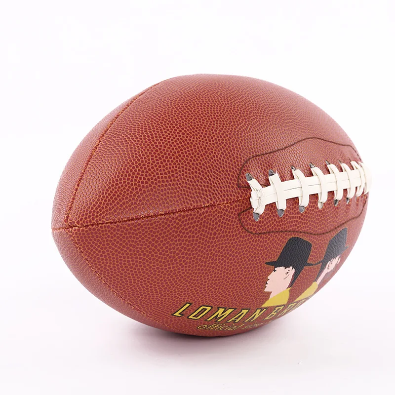 High Quality Custom logo leather pu football professional brown rugby size 3 6 9 american football