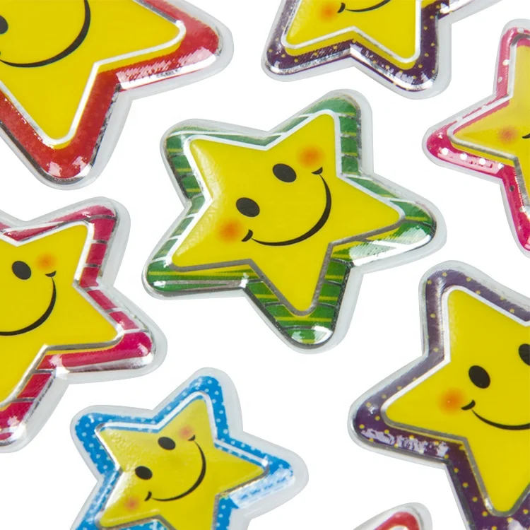 Cute cartoon star shaped puffy stickers DIY decorative stickers for macbook holographic Bubble Stickers for party decorations
