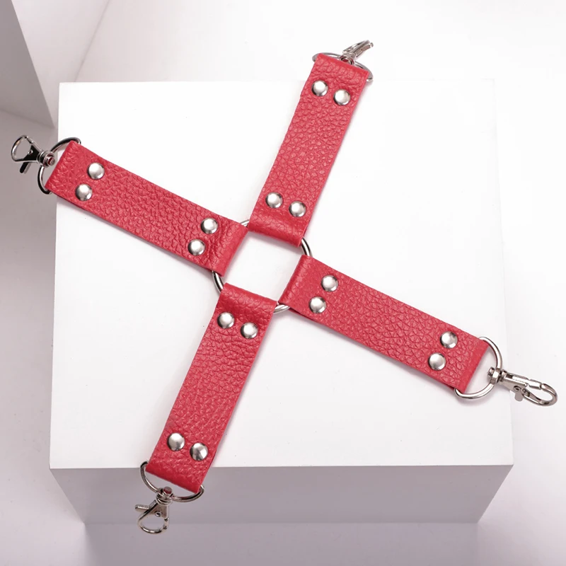 Sex Toys for Couples Adults Blackwolf Soft PU Leather Cross Belt for Handcuffs Anke Cuffs Bondage Restraints Sex Products BDSM