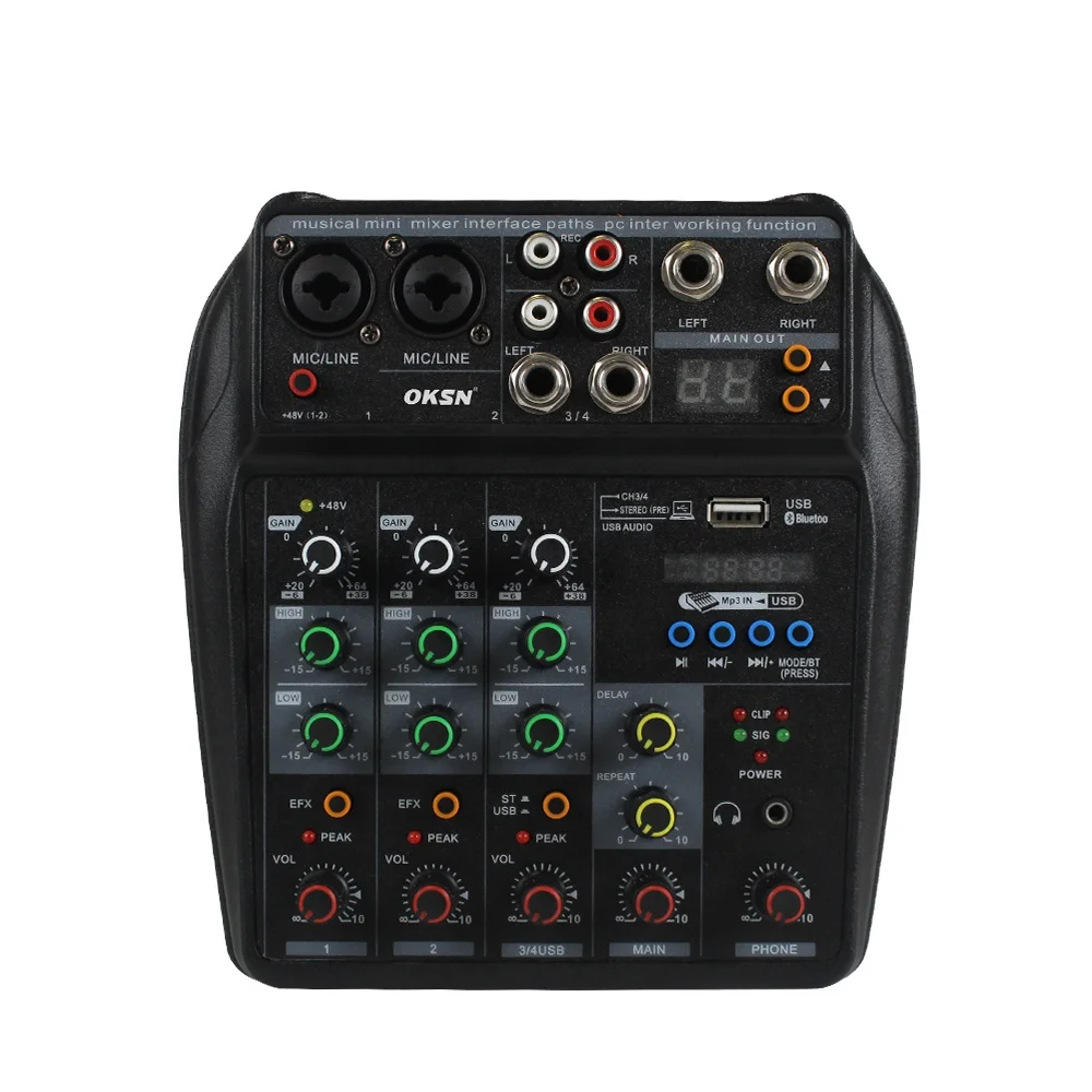 Hot Sell Professional Streaming 4 Channel USB Interface Mixer Audio Console