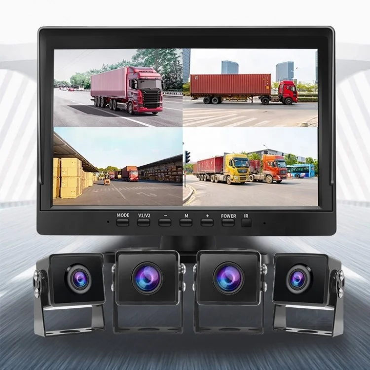 10inch 360 Degree Truck Camera FHD 1080P Vehicle Blackbox Dvr 12v 24v Reverse Image 4 Camera Driving Recorder for Bus And Truck