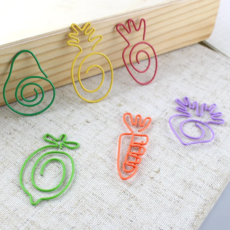YS1009  Custom Logo Colorful Assorted Fruits Vegetables Shaped DIY Metal Paper Clips for office