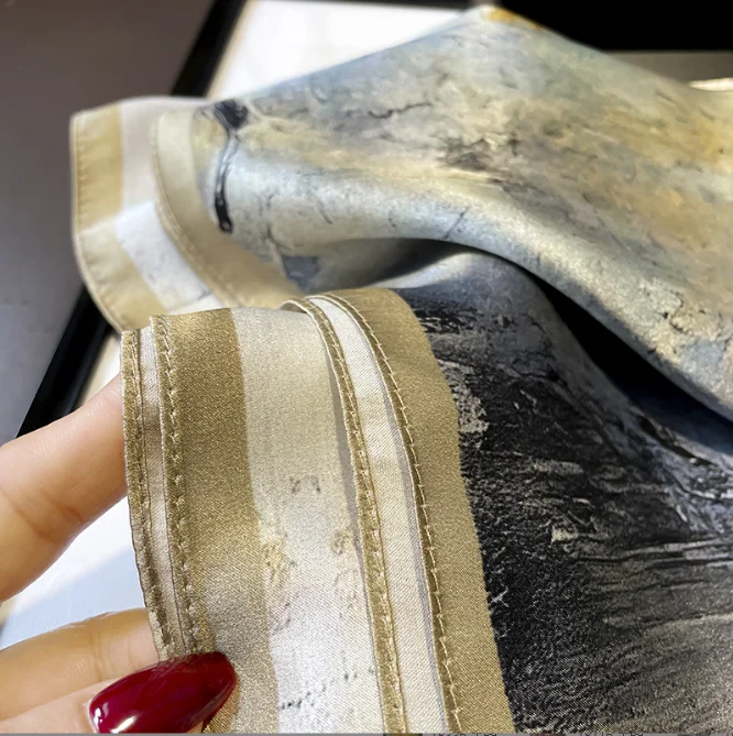 Custom Digital Printed Silk Scarf Designer Wholesale  New Silk Satin Thin Shawl