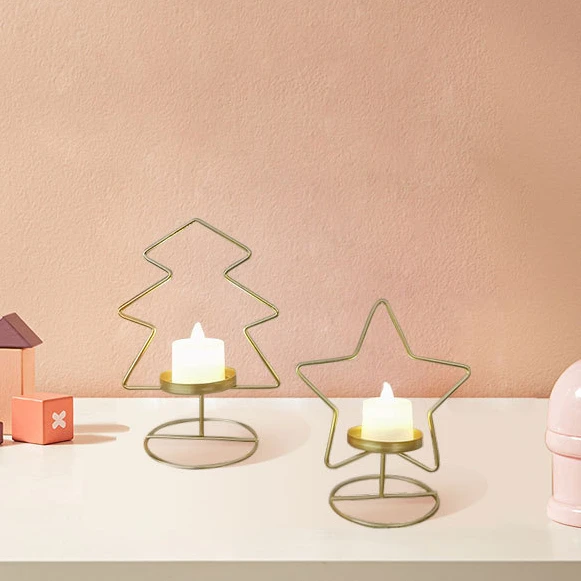 New productsChristmas Domestic ornaments crafts Golden Christmas tree XINGX wrought iron candlestick Metal candle jar