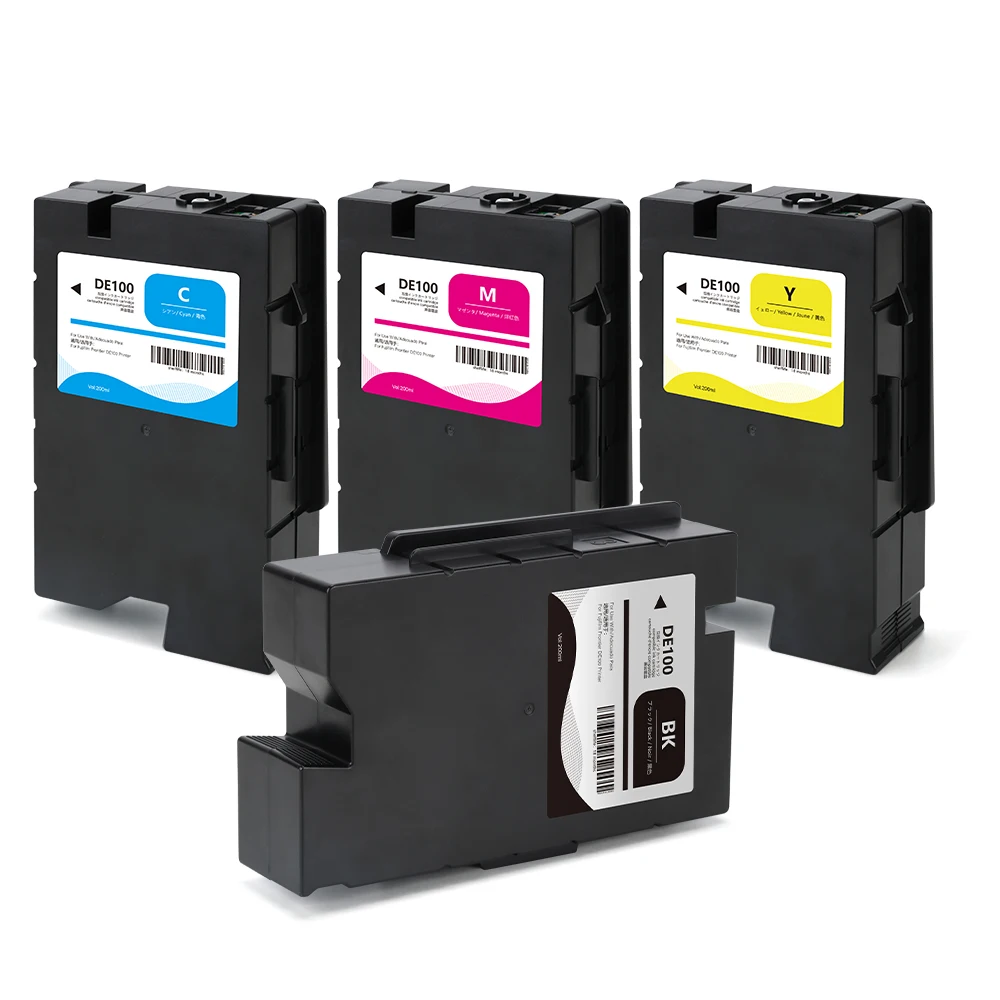 Winnerjet 200ML 4 Colors DE100 Compatible Ink Cartridge Chip for Fujifilm Fuji DE-100 DE 100 Printer Cartridges