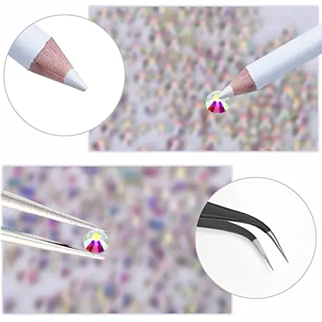 Ab Flatback Rhinestones Nail Gems Stones Glass Diamonds For Nail  Rhinestones Kit Wax Pencil Picker Tweezer Nail Art Rhinestone
