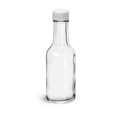 clear glass woozy bottle 250ml with white ribbed PE lined caps