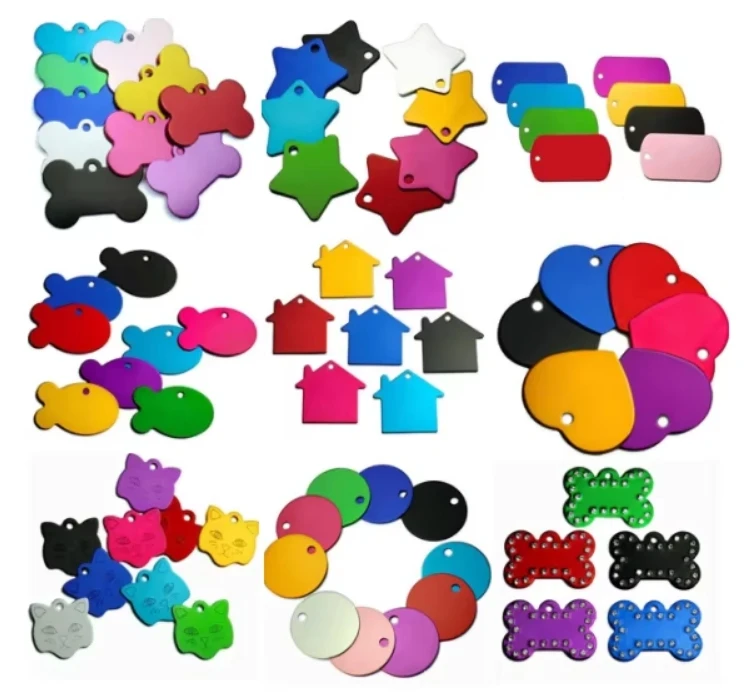 Personalized Board Shape Aluminium Pet DIY Tag Anti-lost Engraving Customized Dog Cat ID Collar Puppy Nameplate Souvenir