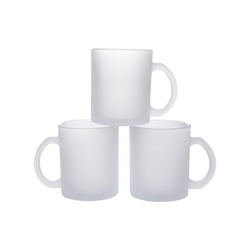 Baiyin Custom Handle 11oz 325ml Sublimation Blank Glass Frosted Mug Glass Sublimation Cup