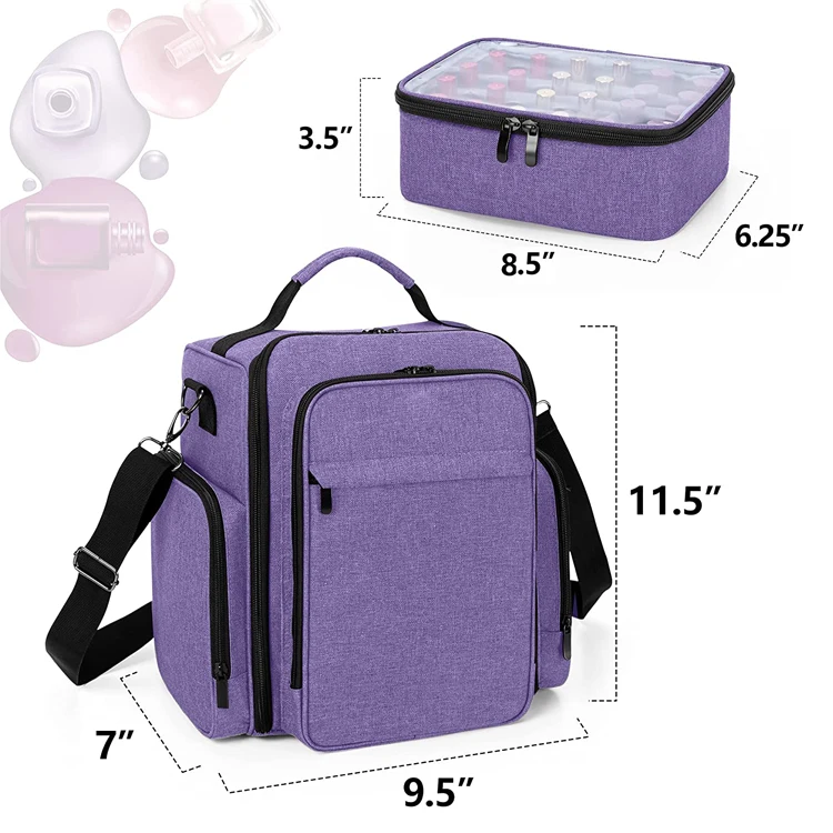 New Storage Case Custom Logo Storage Bag Travel Women Nail Polish Organizer With Removable Pouches