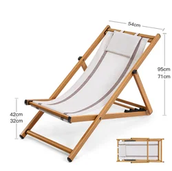 Outdoor folding beach chair wooden canvas chair for camping dinner