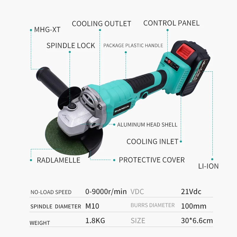 China 21v  professional manufacture 100mm mini electric angle grinder power tool cordless angle grinder