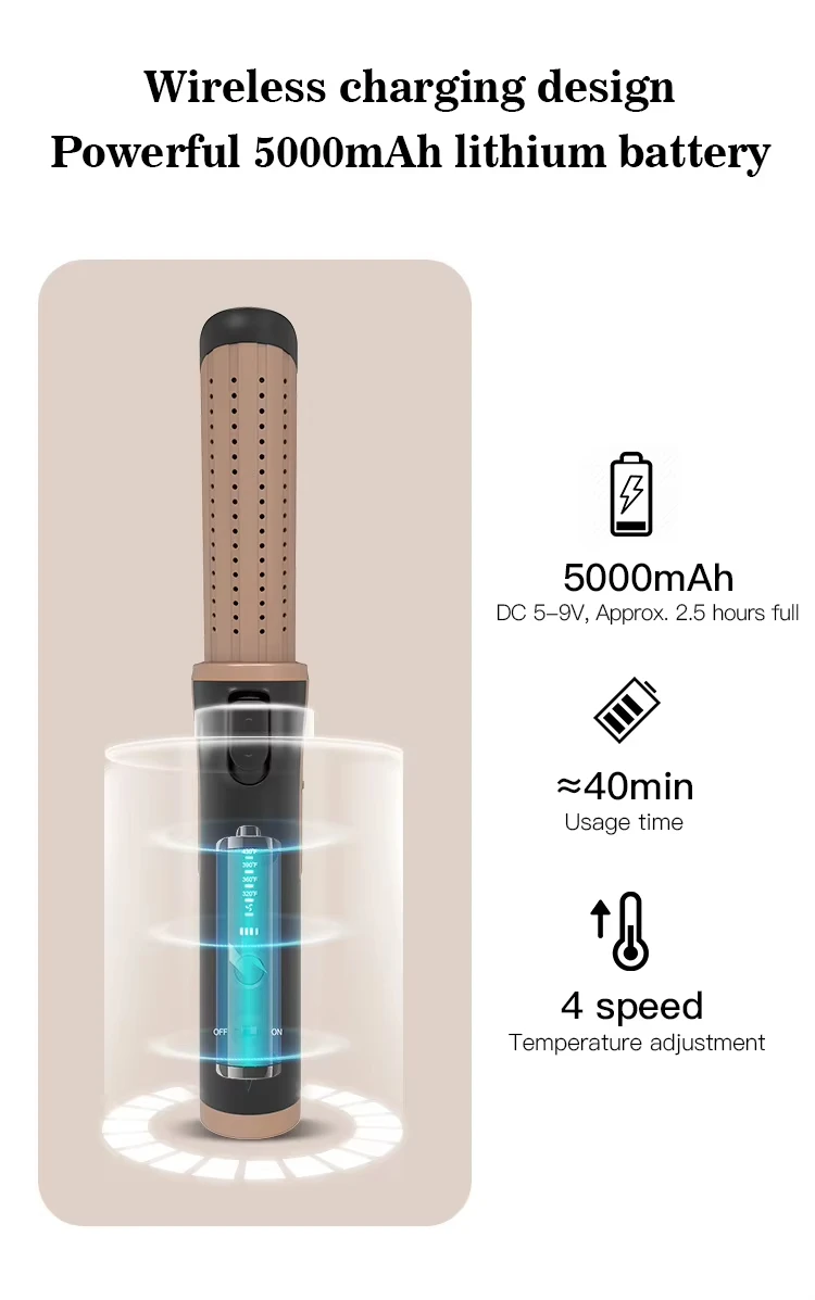 Bidisco Fast Heating Flat Iron Cordless Travel Mini Hair Straightener Wireless Air Flowing Hair Straightener Curler for Salon