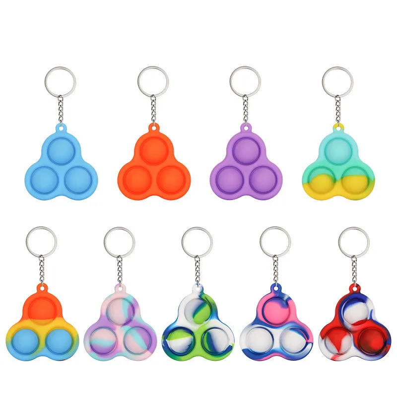 BSBH Hot Rainbow 3D Stress Ball Silicone Sensory Toys Push Bubble Fidget Toys Pop Ball Keychain