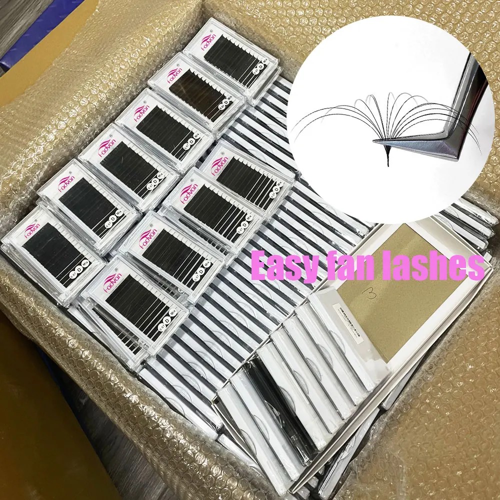 Hot Saling  Korea Silk Volume Eyelashes qingdao fadvan lashes  Natural Lashes Easy Fans lahses Ventor