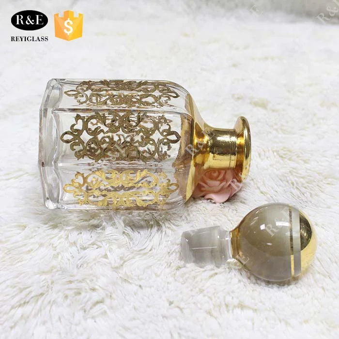 200ml golden hand painting display arabic perfume glass bottle