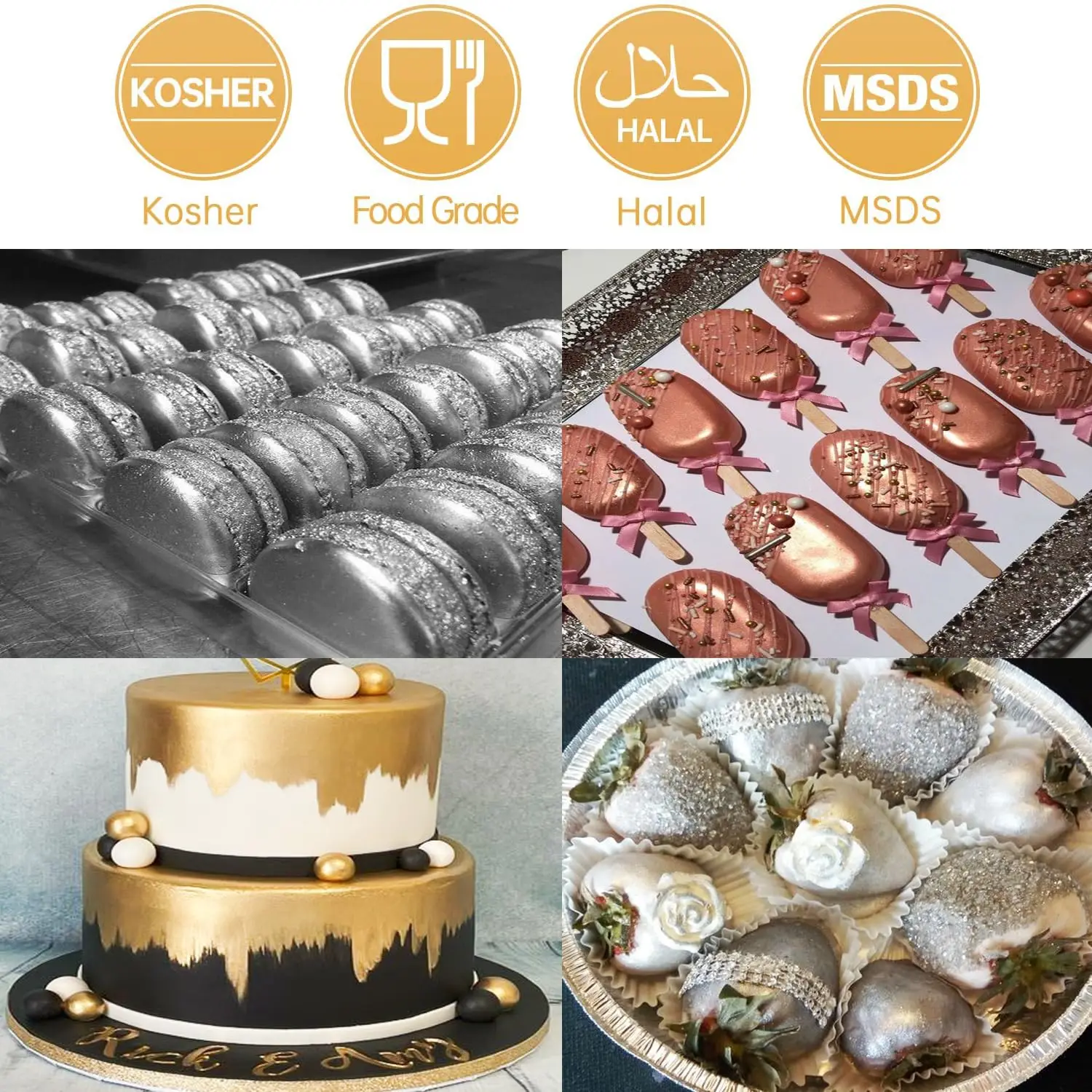 4g Shimmer Luster Dust for Cake Decorating Cocktail Baking Strawberries Chocolates Cupcakes