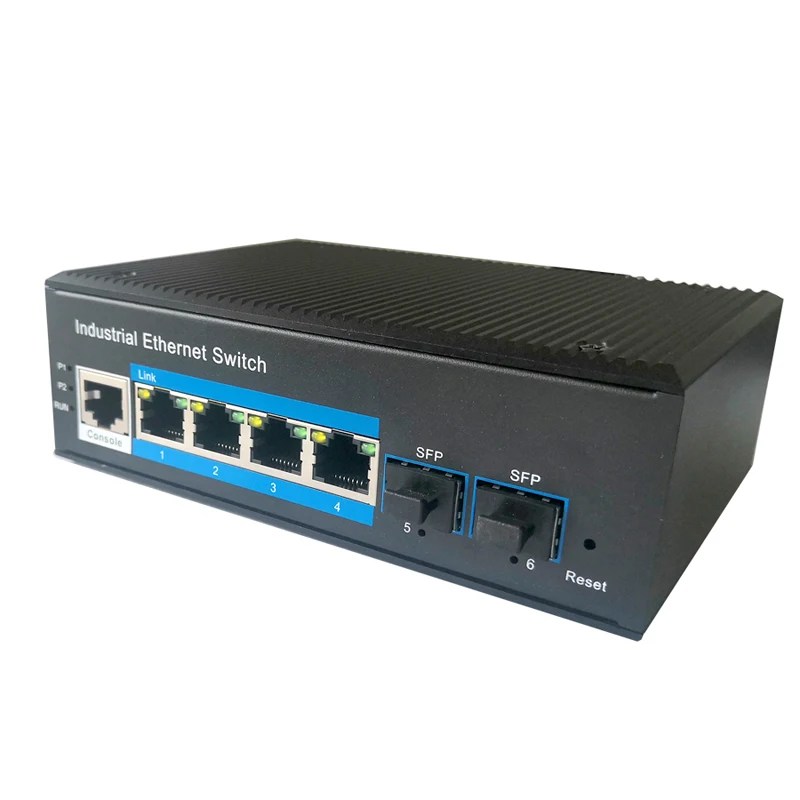 4-port 10//100/1000BASE-TX+2G SFP Managed Industrial Switch Din Rail type 4RJ45 2SFP industrial ethernet switch