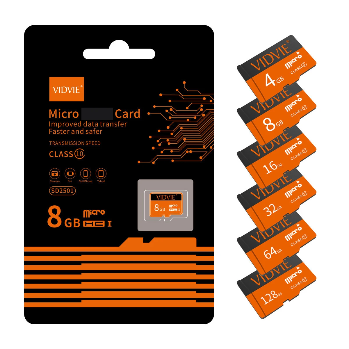 VIDVIE оптовая продажа полная мощность 4G 8G 16G 32G 64G 128G класс 10 SD высокоскоростная карта памяти Micro TF