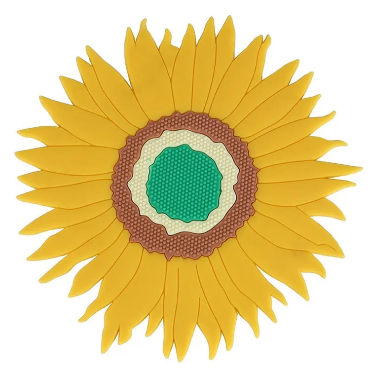 
New Design Sunflower Shaped Kitchen Dining Table Decoration Silicone Heat Insulation Resistant Mat 