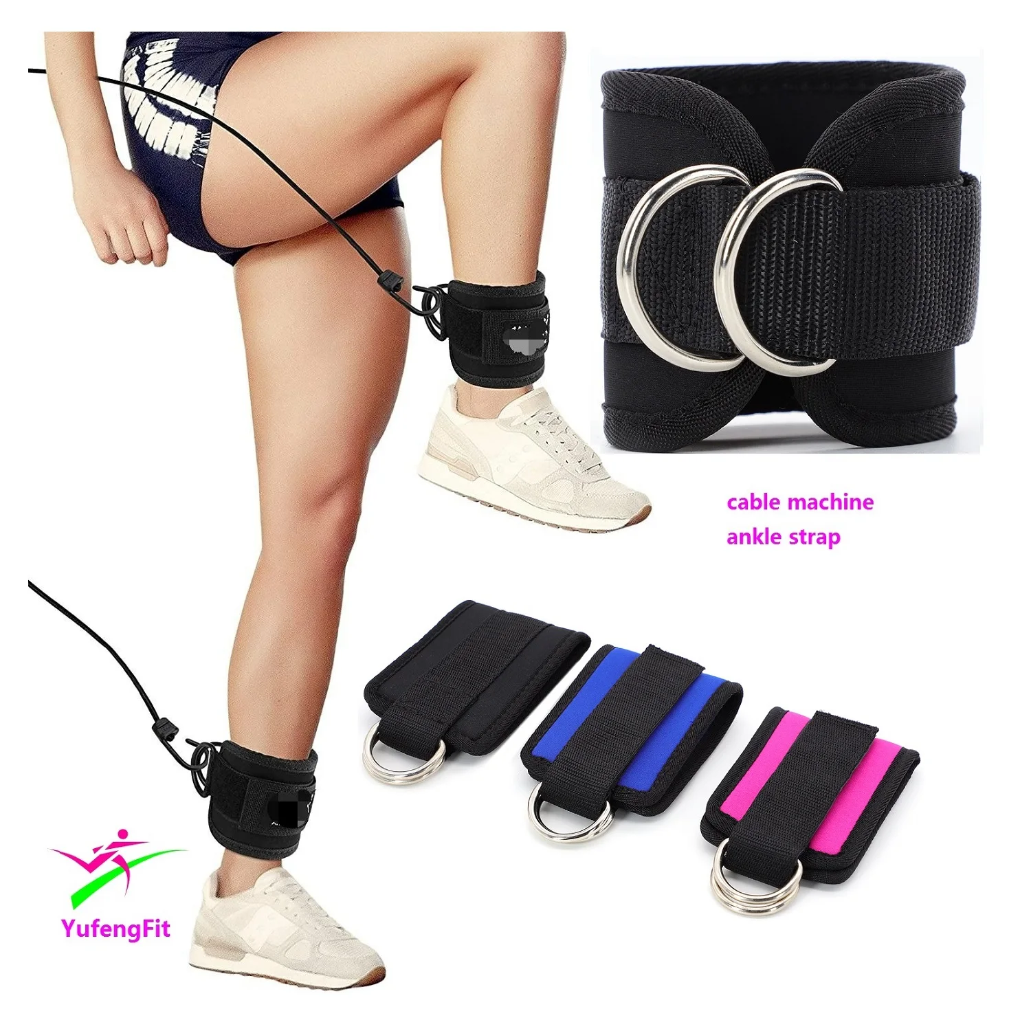 High Quality Neoprene Padded Ankle Cuffs Hot Sale Gym Training Exercise Accessories for Cable Machines and Basketball