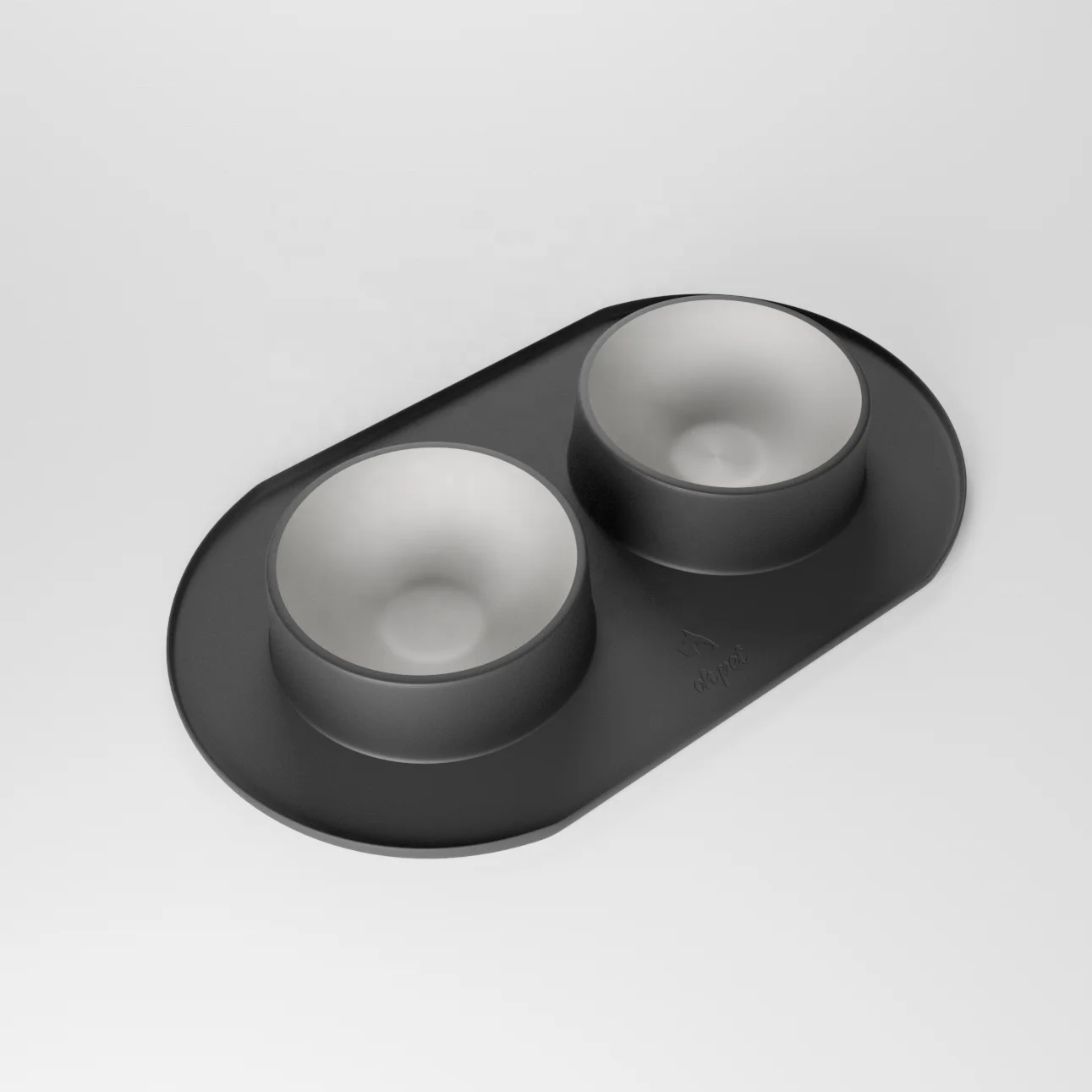 Customized Non-Skid no spill water bowl stainless steel pet dog feeder bowl Kit with silicone mat