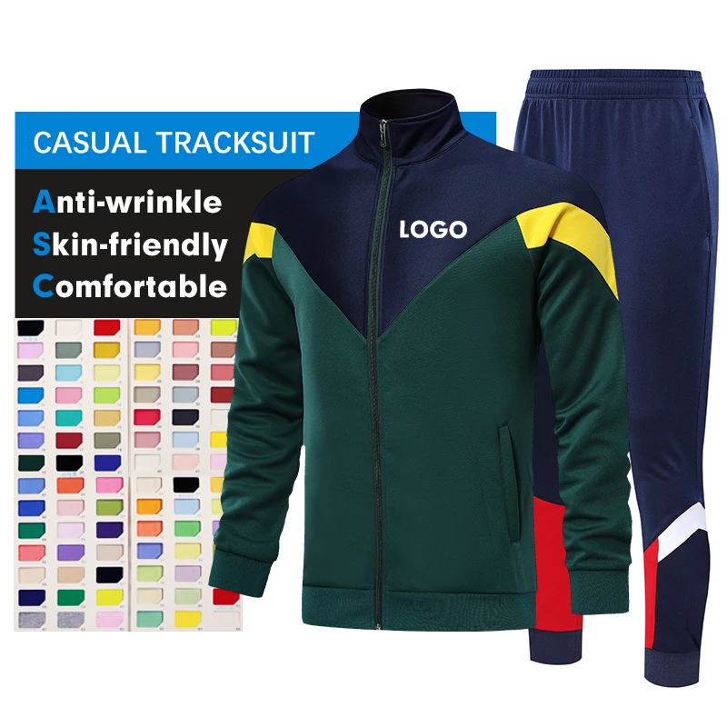 High Quality Comfortable Breathable Track Suit Men Sports Zipped Warm Up Suit Plain Sweatsuit Tracksuit Set