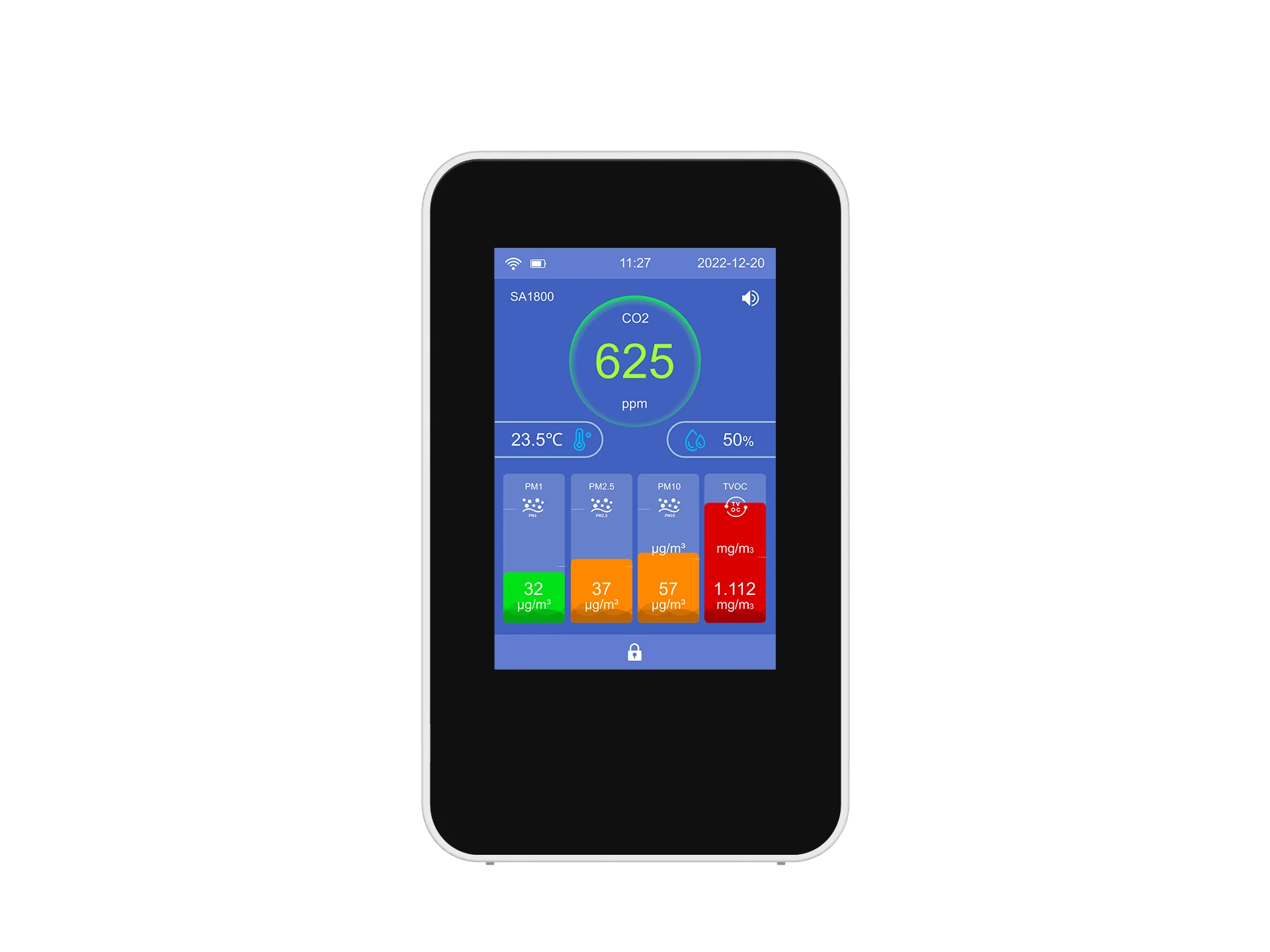 Wireless Air Quality Monitor, Indoor Air quality meter for CO2  TVOC PM10,PM1.0 PM2.5 with wifi and APP control.